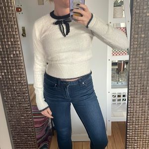 Zara fuzzy white and black sweater